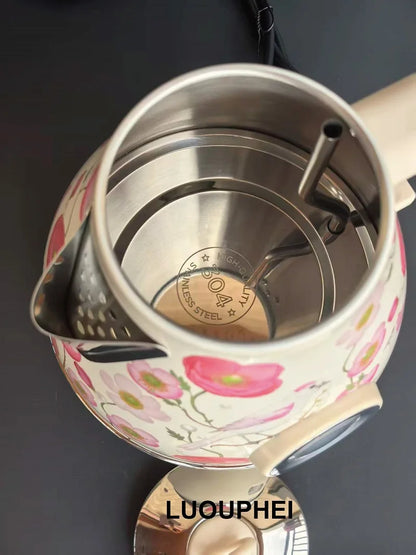 1.7L Retro Paint Electrc Kettle With Temperature Display Boiling Water Auto Power Off 304 Stainless Steel Teapot Kitchen Tools