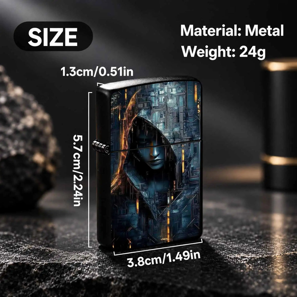 Cyber Virtual Figure Art Print Lighter, Trendy Sci-Fi Vibe Portable Daily Gear, Fits Commute Travel Gatherings All Scenarios, Stylish Unique Practical Carry Item, Ideal Exquisite Gift For Mates Family On Various Occasions A H