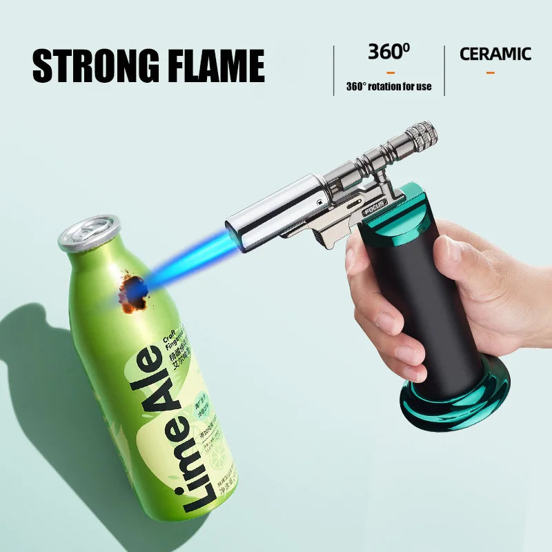 Spray Gun Inflatable Lighter Strong Blue Flame Adjustable Flame Size 360° Inverted Use Outdoor Home Use Gadgets