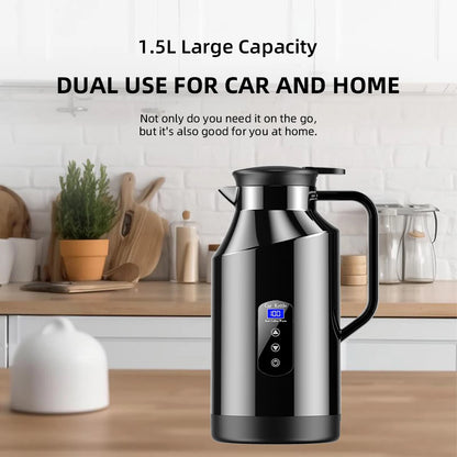 12V 24V Portable Car Hot Kettle 1200mL/1500mL Large Capacity 304 Stainless Steel Thermos Water Bottle Travel For Tea Coffee