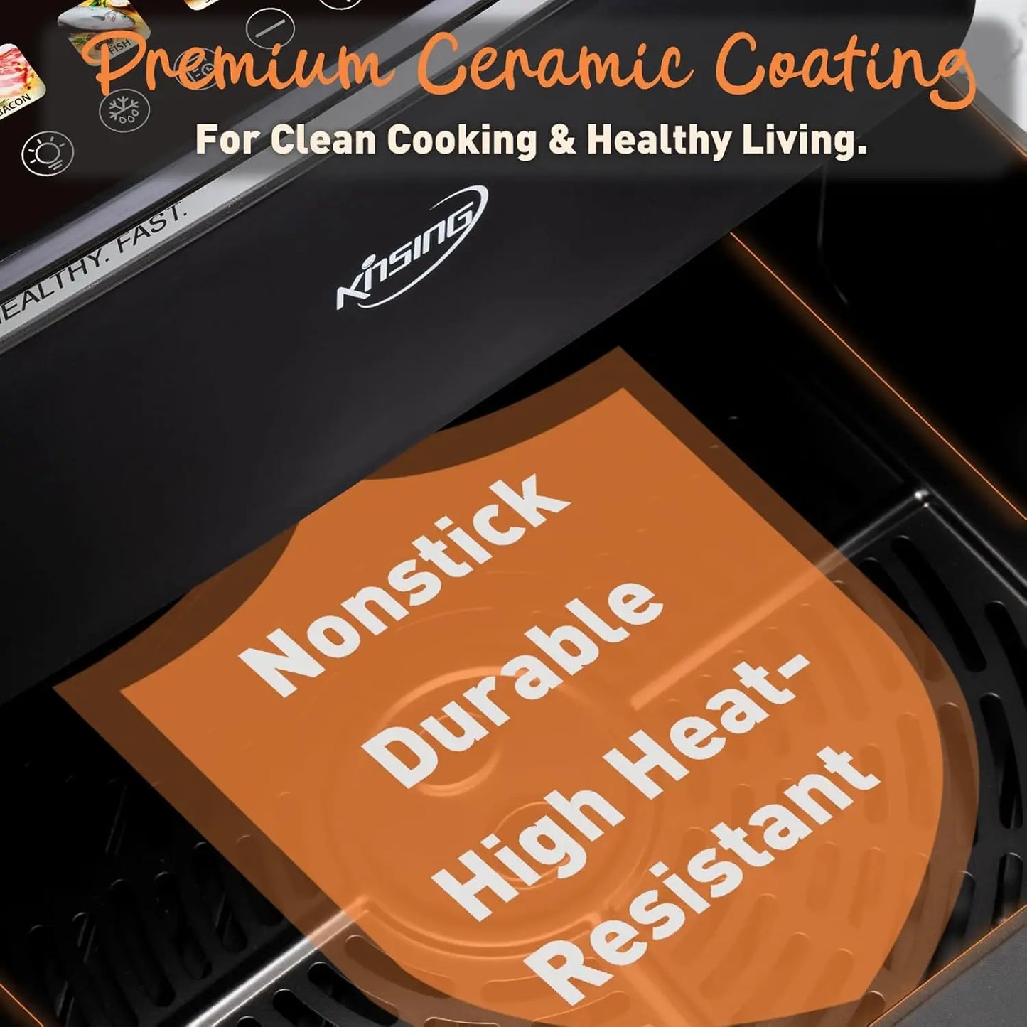 10.6QT XL Air Fryer, 9 Presets, Keep Warm, Stainless Steel, 400℉, Square Basket, Dishwasher Safe, Visible Window