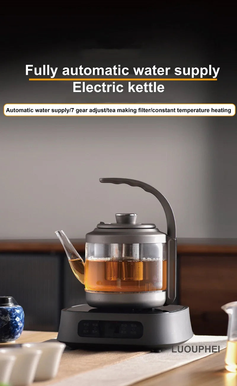 1350W Electric Kettle Fully Auto Bottom Pumping Quick Boiling Kettle Tea Maker Office Glass Temperature Control Teapot 1000ml
