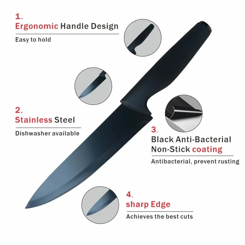 15 Pcs Stainless Steel Kitchen Knife Set with Block & Cutting Board, Ultra Sharp Chef Knives for Home Cooking