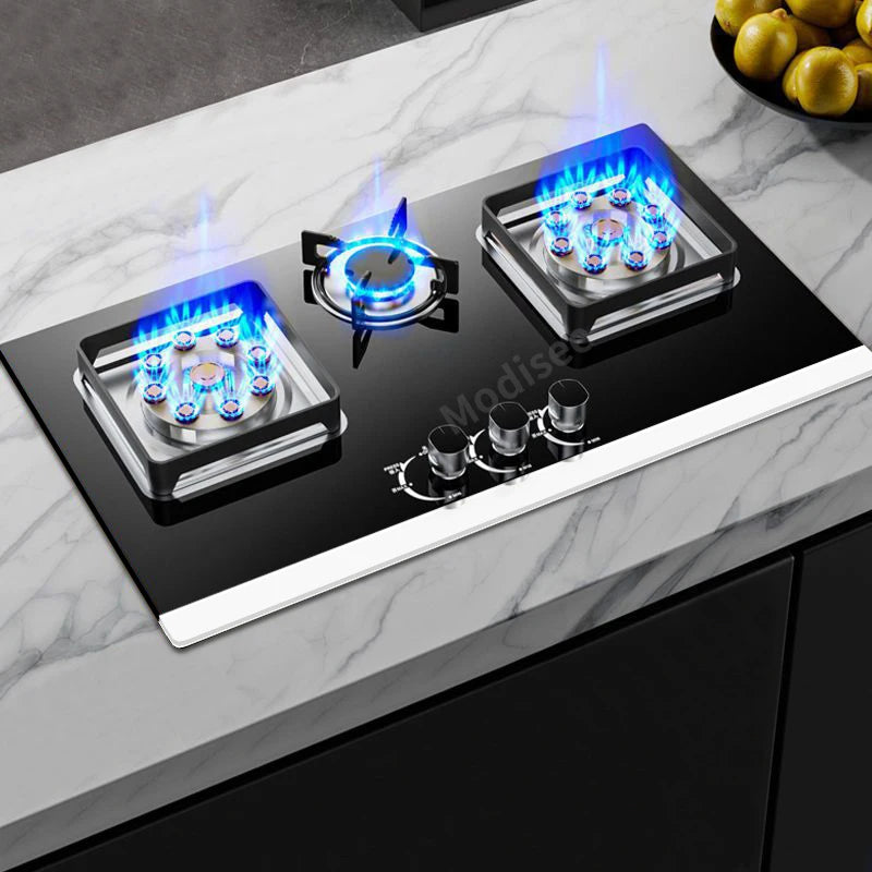 Built In Gas Hob 3 Burner Stove Dual Fuel LPG LNG Fierce Fire 3 Dual-Use Stoves For Household Kitchen High Pressure Fierce Flame