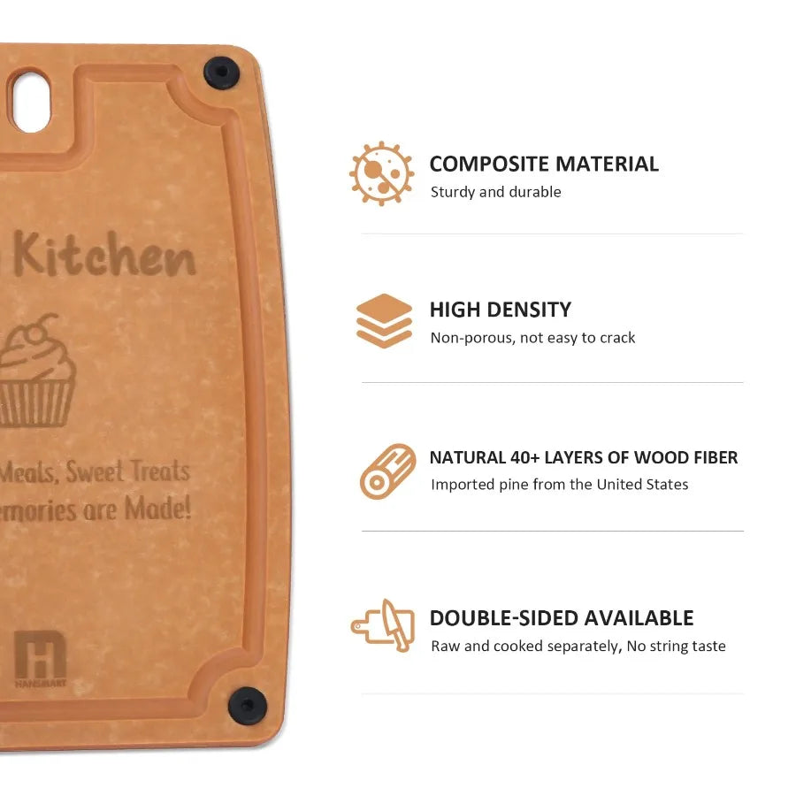 2 Pack Composite Cutting Boards with Handles and Juice Grooves Dishwasher Safe M + L Mom