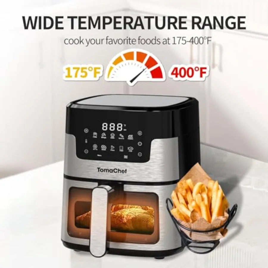 Air Fryer 10-in-1, 5.3QT Compact Oil Free Cooker with Visible Window, Healthy Cooking, Digital Control for Family, Mothers Day
