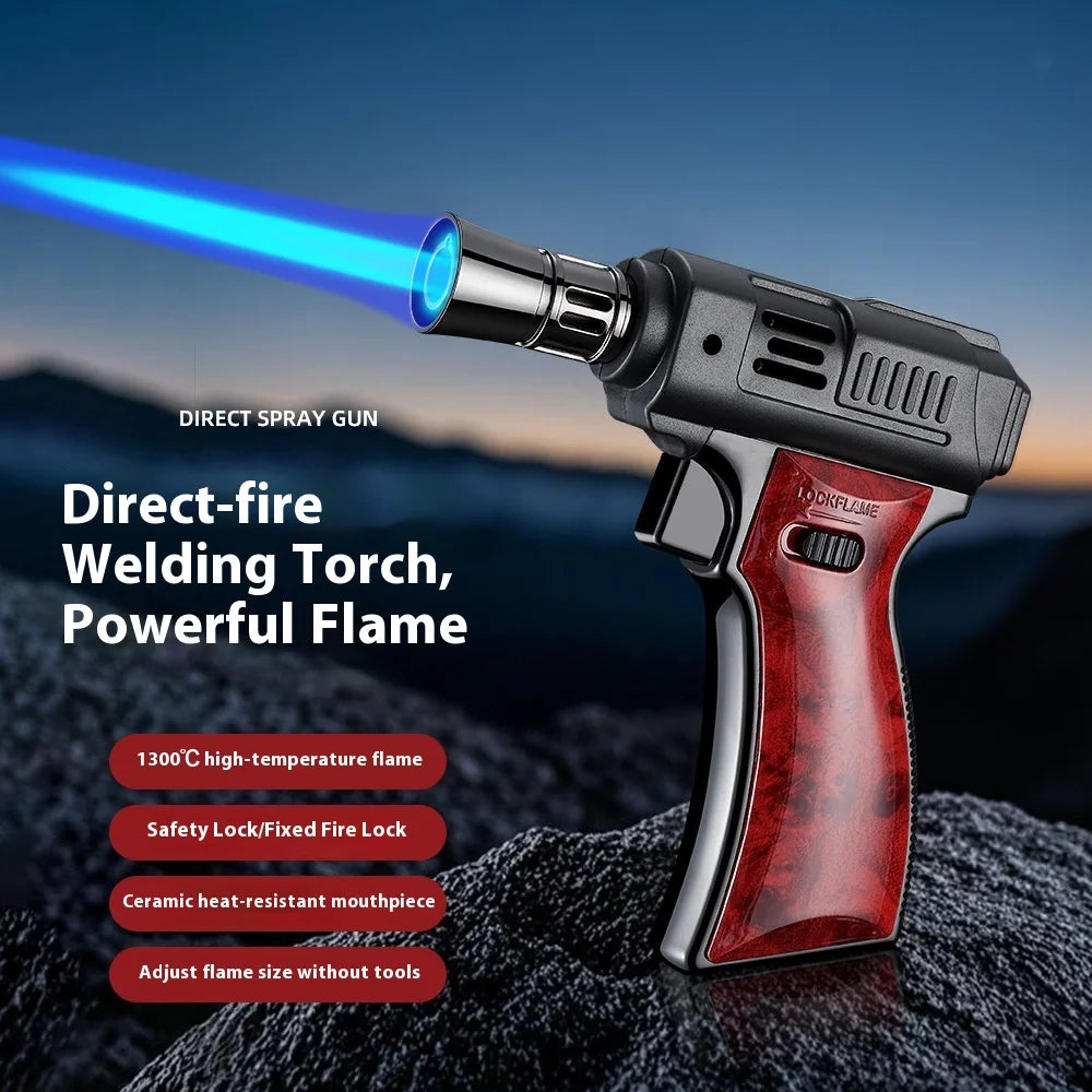 BBQ Barbecue Powerful Metal Gas Lighter Windproof Turbo Jet Blue Flame Kitchen Torch Cigar Smoking Accessories Gun Company