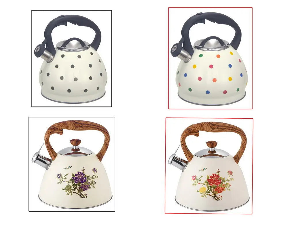 3L Color-Changing Flower Whistling Kettle, Stainless Steel Visual Alert When Water Boils, for Induction & Gas