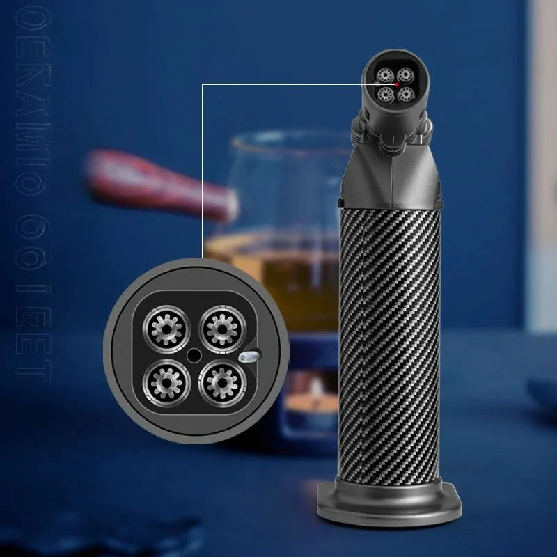 JOBON Four Flames High Power Welding Gun Turbine Butane Gas Torch Lighter Safety Lock Switch Outdoor BBQ Kitchen Cigar Lighters