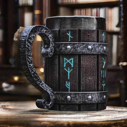 Viking Vintage Oak Barrel Beer Mug Stein with Stainless Steel Liner Coffee Cup Tea Mug Large Capacity Mug Pub Bar Party Gift