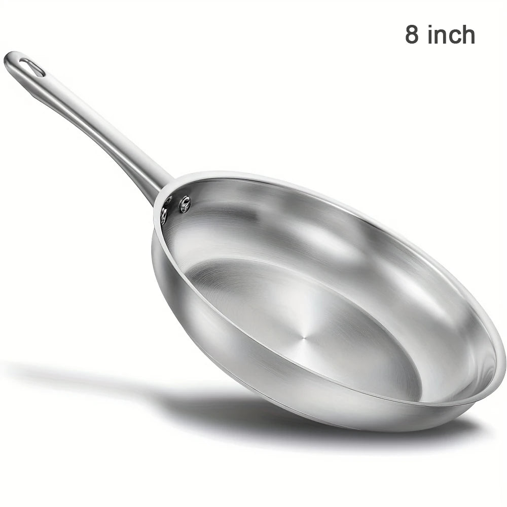 KOCH SYSTEME CS 8inch Frying Pan Stainless Steel Pan for Professional Cooking Uncoated Steak Frying pan omelette pan Induction