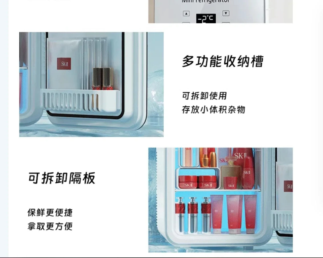USB/220V Compact Portable Refrigerator for Cars, Dormitories, Beauty Masks, Makeup, and Breast Milk Storage DD