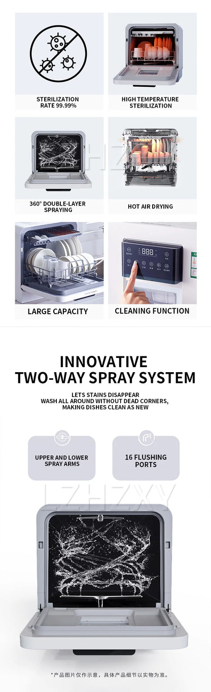 Tabletop Dishwasher Speed,Baby-Care,ECO&Dish Washer for Dorm,RV&amp Food grade high temperature resistant liner