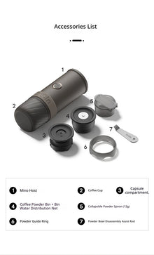 Outin Mino Portable Electric Coffee Maker Small Espresso Extraction Machine For Capsule Coffee Outdoor Travel Home Use