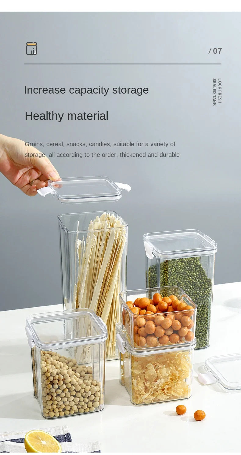 1-5PCS Sealed Jars Large Capacity Waterproof Transparent Scene Kitchen Candy Dried Grain Storage With Lid Fridge Storage Tank