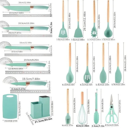 19 sets of kitchen knives with a knife holder, professional high carbon steel stainless steel cooking knife set,holiday gifts