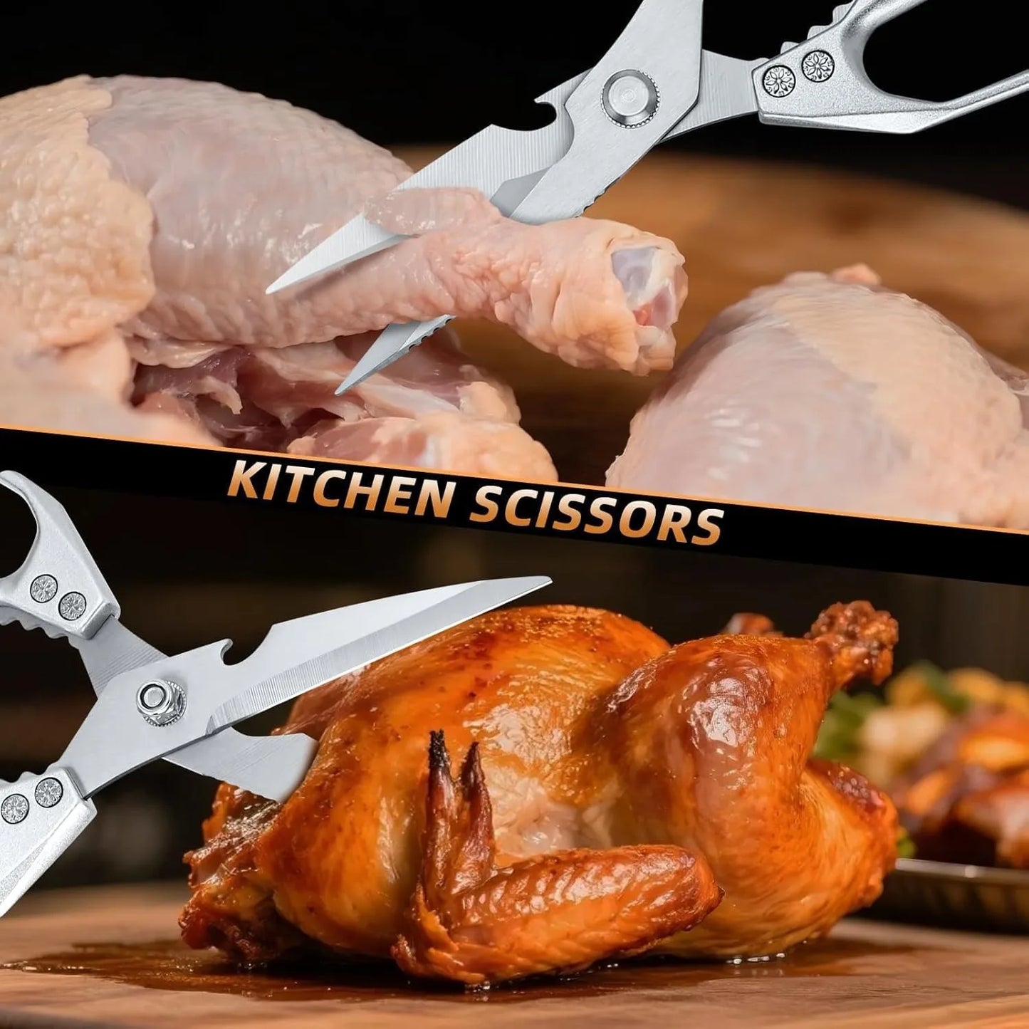Professional Kitchen Shears Food-Grade SK5 Stainless Steel