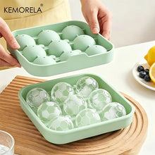 9-Hole Silicone Soccer Ball Cube of Ice Tray with Lid Round Ice Ball Mold for Whiskey for Home Bars And Sports-Themed Parties