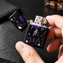 Mystical Tarot Astrology Themed Pocket Lighter, Occult Celestial Esoteric Aesthetic Portable Igniter, Stylish Dark Art Creative Accessory For Daily Use, Rituals, Gifting And Any Scenes, Unique Divination Pattern Exquisi A Hum