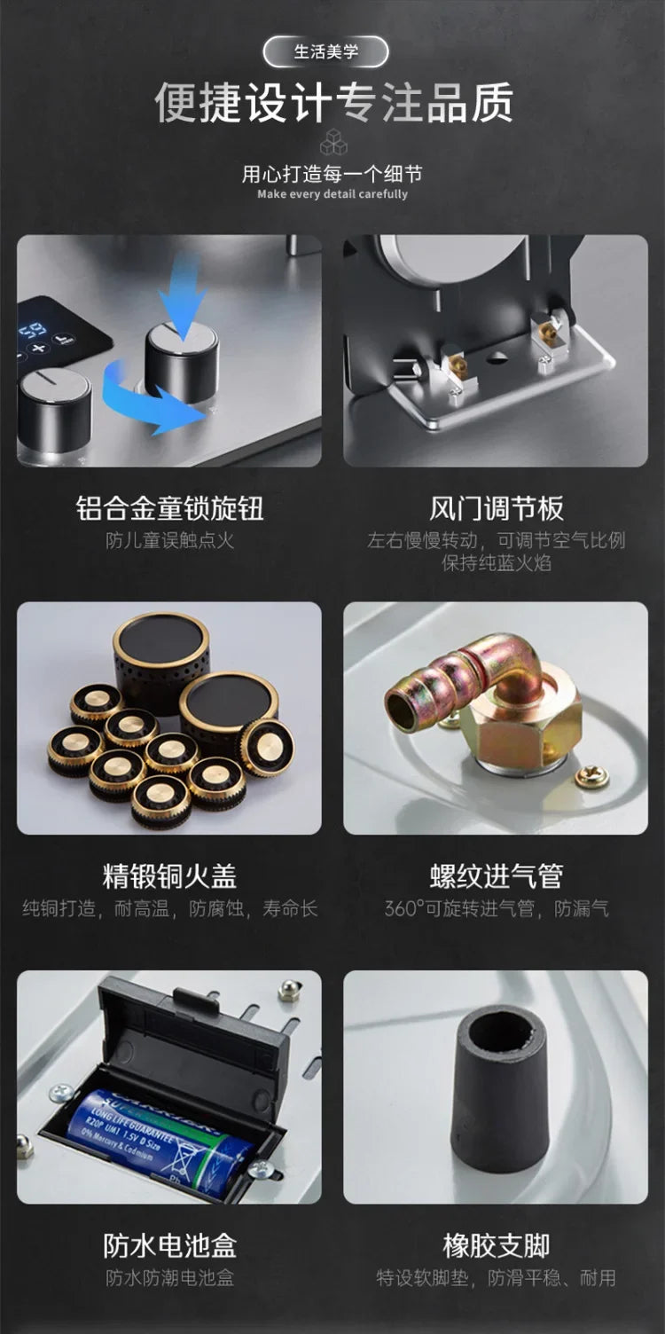 Can Be Turned up Timing Fierce Fire Gas Double Burner Household Gas Furnace Natural Liquefied Petroleum Gas Stove Embedded