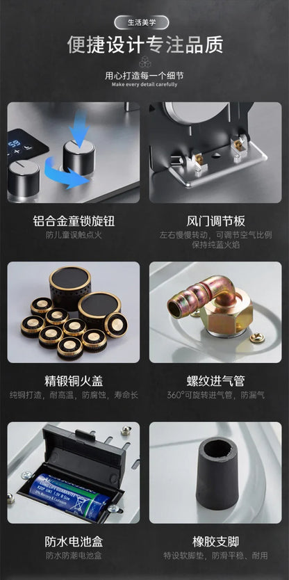 Can Be Turned up Timing Fierce Fire Gas Double Burner Household Gas Furnace Natural Liquefied Petroleum Gas Stove Embedded