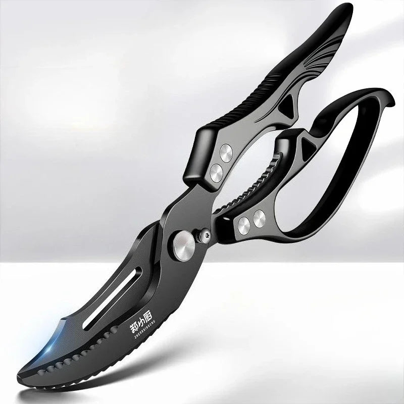 Heavy duty Kitchen scissors Black titanium Scissors Multi-purpose Sharp Cutting Chicken Duck Goose Meat Vegetables Fish
