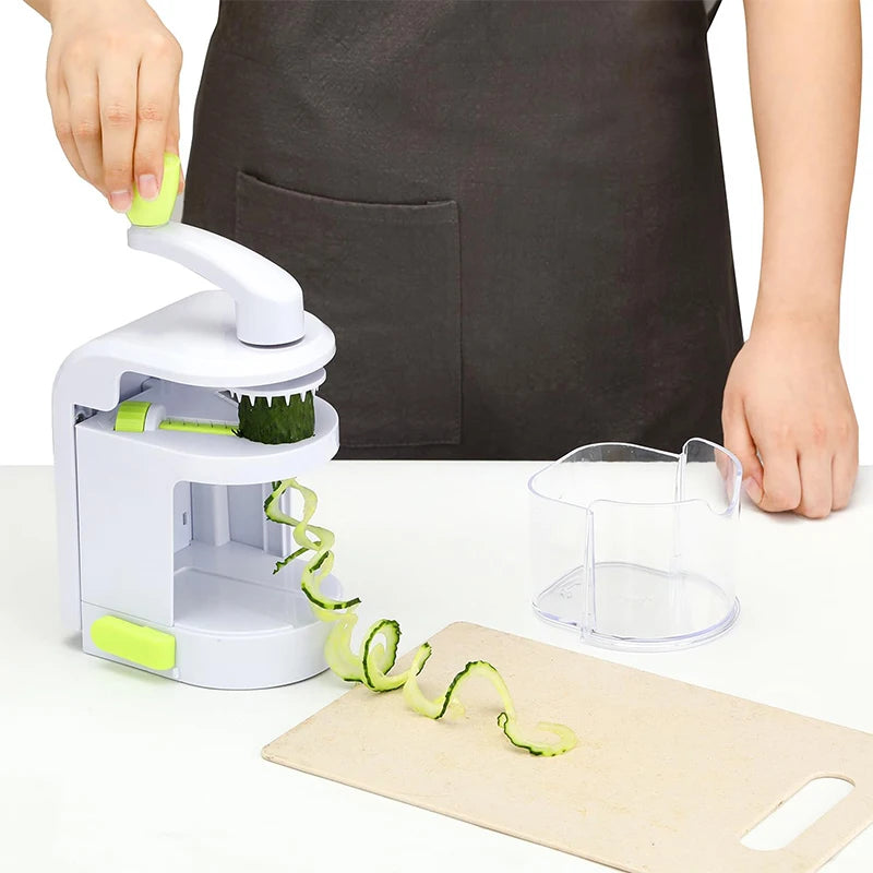 LMETJMA 4 in 1 Spiralizer Vegetable Slicer Rotating Blades Veggie Spiralizer Cutter Zucchini Spiral Noodle Maker JT321