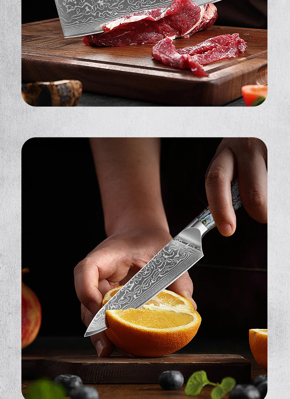 1-7 PCS Kitchen Chef Knife Set Super Sharp Japanese Damascus Steel knife Professional Meat knife Premium Kitchen cooking tools