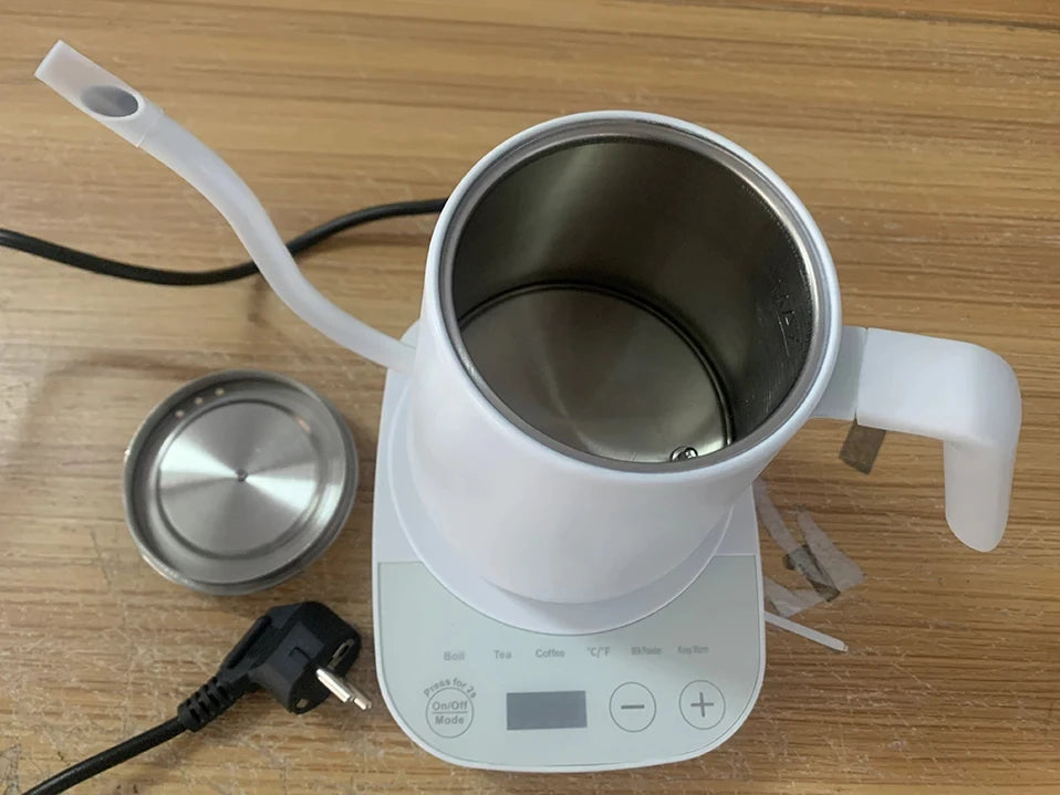 800ml Gooseneck Electric Kettle Hand Brew Coffee Pot Thermo Pot 304 Stainless Steel Teapot Smart Temperature-Control Water Jug