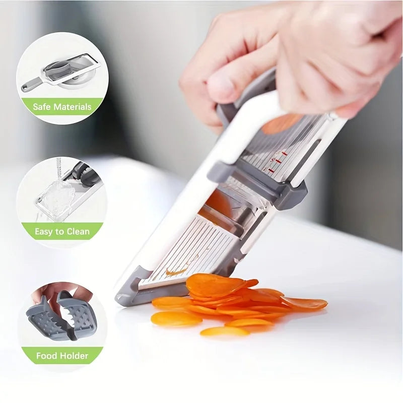 Handheld Vegetable Slicer with Adjustable Stainless Steel Blade Vegetable Fruit Cutter for Potatoes Lemons Kitchen Gadget