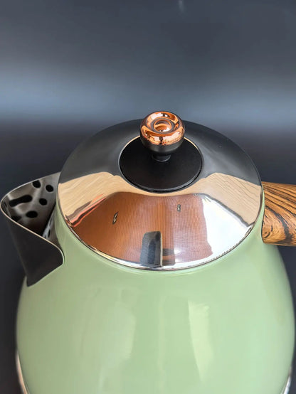 1.7L Vintage Wooden Grain Electric Kettle 304 Stainless Steel Boiling Water Kettle Temperature Control Electric Teapot 220V