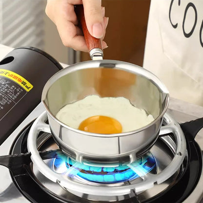 316Stainless Steel Oil Pot Mini Hot Milk Pan Frying Pan Wooden Handle Small Saucepan Boiling Butter Melt Pot Kitchen Accessories