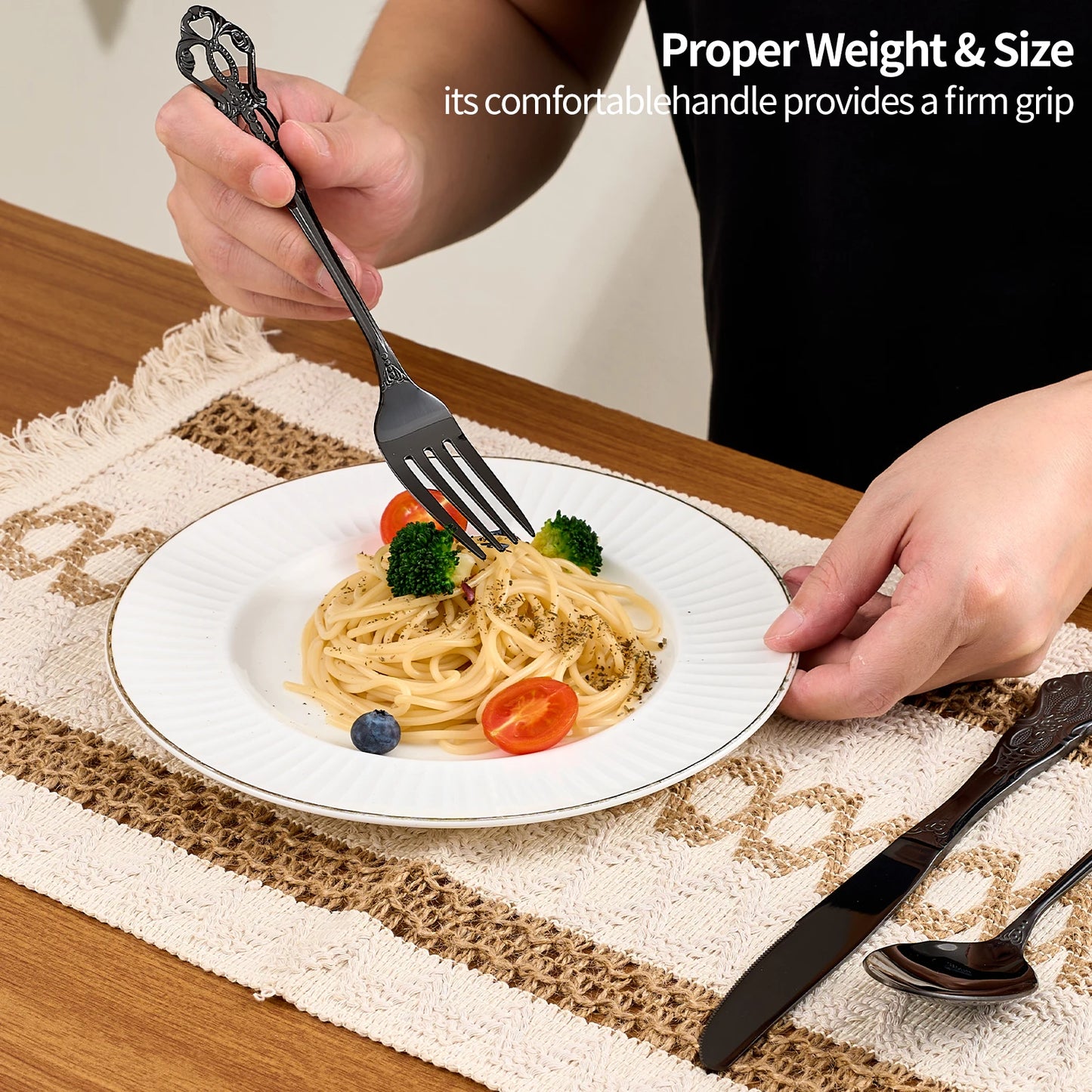 20-40pcs Black/Gold/Silver Dinnerware Set including Knife/Fork/Spoon for Home Restaurant Wedding Party Use