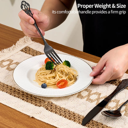 20-40pcs Black/Gold/Silver Dinnerware Set including Knife/Fork/Spoon for Home Restaurant Wedding Party Use