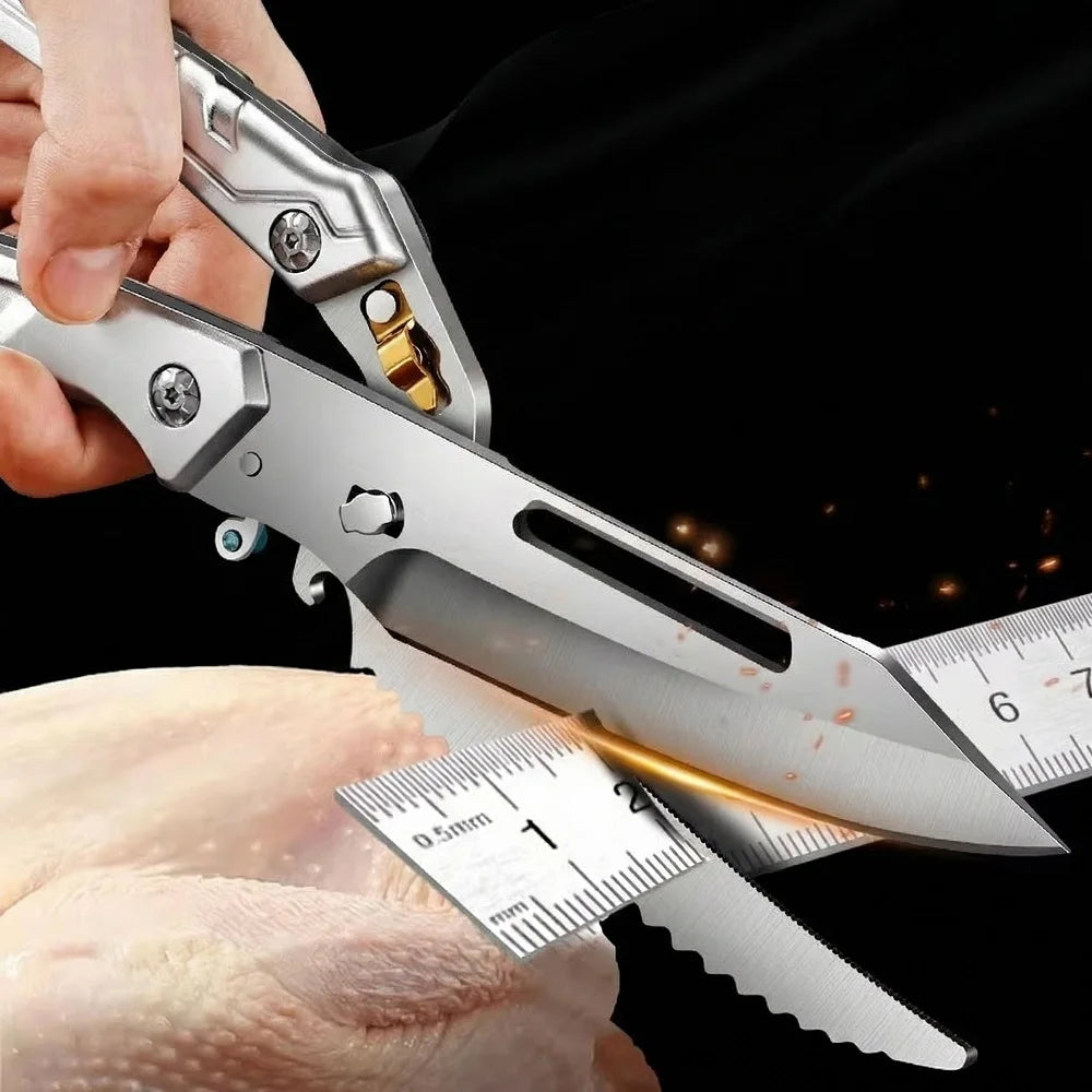 Heavy-duty Stainless Steel Kitchen Scissors, Sharp Multifunctional Food Shears for Cutting Poultry Bones C2612