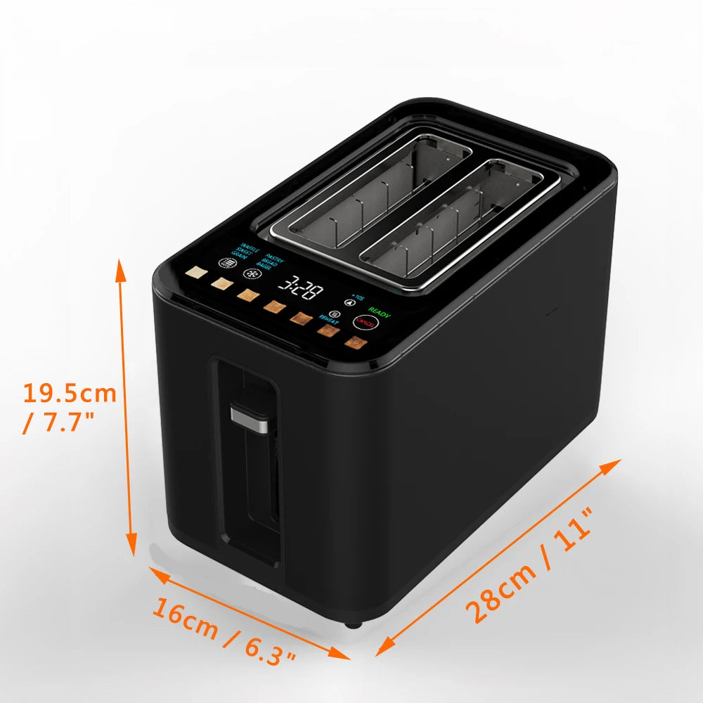 Smart Digital 2 Slice Toaster Electronic Appliances Home Bread Waffer Bun Modern Toaster Touch Color Screen