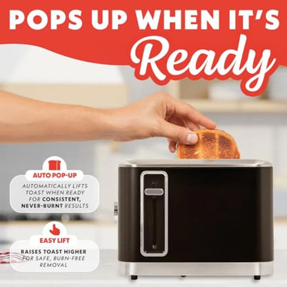 4-Slice Toaster with Dual Independent Controls for Bagel Defrost and Reheat 6 Browning Levels Extra Wide Slots Removable Crumb