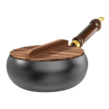 Healthy Hand Forging Cast Iron Pot NonStick Uncoated Frying Pan with Wooden Lid Chinese Wok Induction Cooker Gas