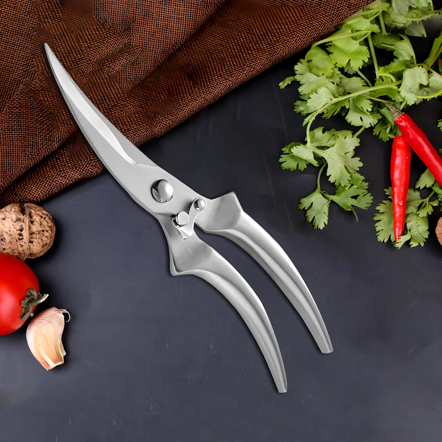 1PC，Multi-Functional Kitchen Scissors Chicken Bone Scissors Non-Slip Handle Chicken Wings Fish BBQ Scissors Kitchen Stuff