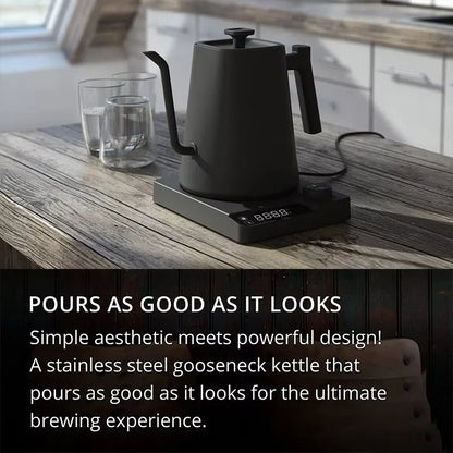 Electric Gooseneck Kettle Quick Heating Stainless Steel Pour-Over 1L 1200W Coffee Tea Pot for Hotel Household Coffee Product
