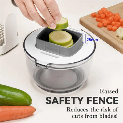 LMETJMA 3 in 1 Vegetable Chopper Multifunctional Vegetable Chopper Cutter Dicer Kitchen Potato French Fry Cutter with Container