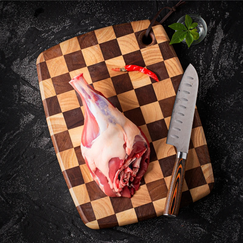 Checkerboard Rubberwood Cutting Board household chopping board kitchen auxiliary food board fruit solid wood case plat