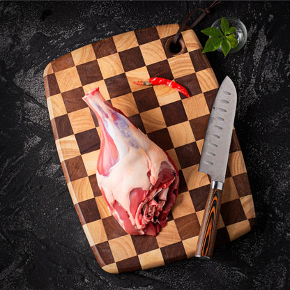 Checkerboard Rubberwood Cutting Board household chopping board kitchen auxiliary food board fruit solid wood case plat