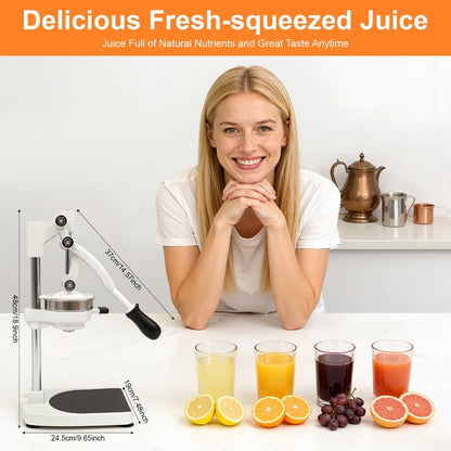 Manual Juicer, Efficient Fruit Juice Extraction Machine,304 Food-Grade Stainless Steel Commercial Hand Press Juice Extractor with 500ml Measuring Cup for Orange Lemon Grapefruit