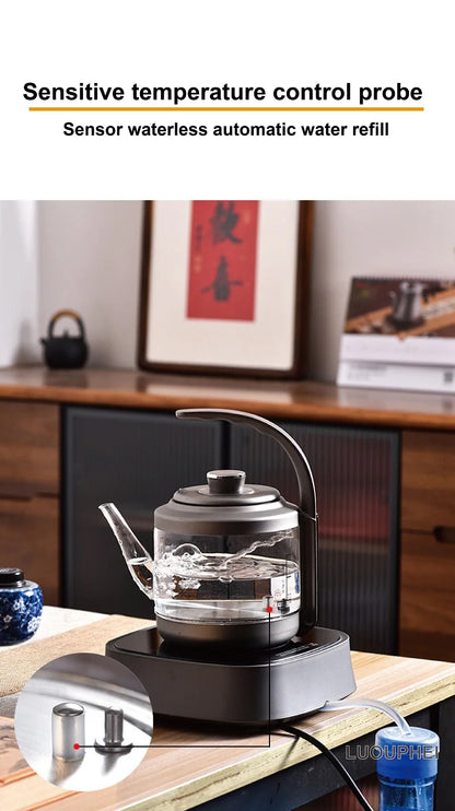 1350W Electric Kettle Fully Auto Bottom Pumping Quick Boiling Kettle Tea Maker Office Glass Temperature Control Teapot 1000ml