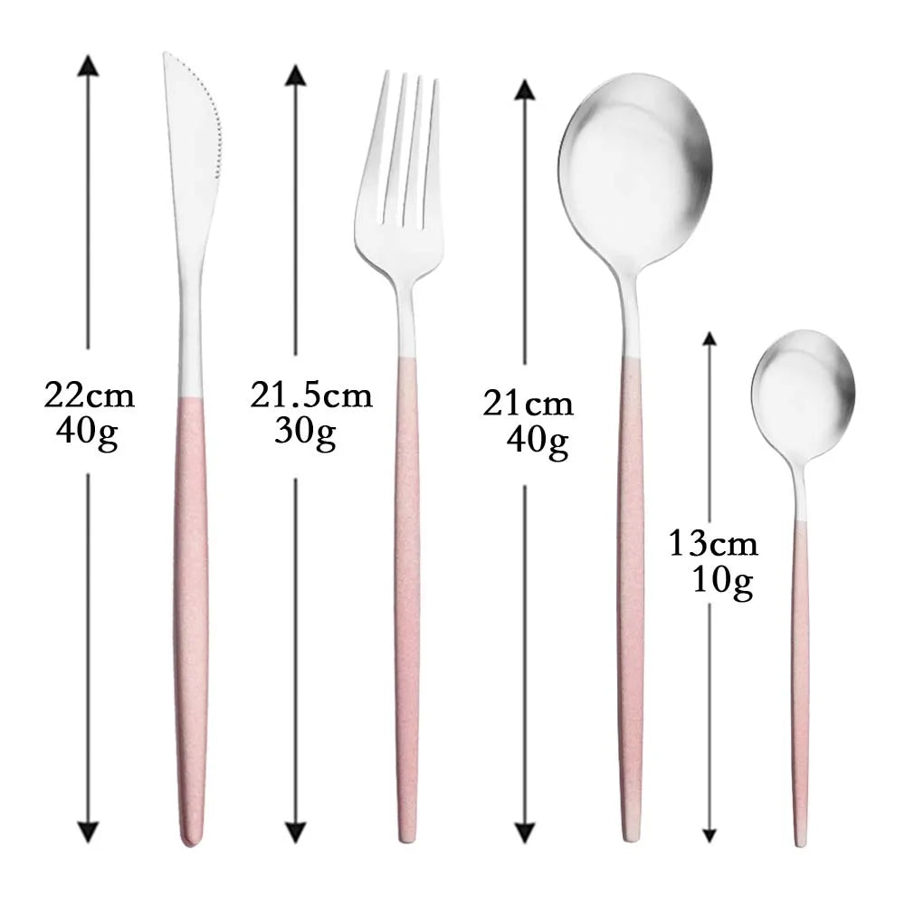 4Pcs black Gold Matte Cutlery Set Stainless Steel Dinnerware Silverware Flatware Set Home Knife Fork Spoon Picnic Tableware Set