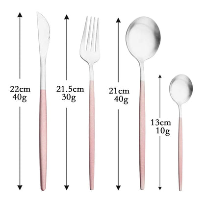 4Pcs black Gold Matte Cutlery Set Stainless Steel Dinnerware Silverware Flatware Set Home Knife Fork Spoon Picnic Tableware Set