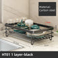 Kitchen Dish Drain Rack Plates Bowls Chopsticks Carbon Steel Storage Rack with Drain Board Sink Countertop Tableware Storage