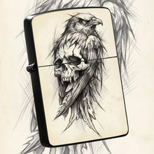 Dark Style Hawk Skull Sketch Portable Lighter, Retro Artistic Decor Carry-On Ignition Tool, Suitable For Daily Travel Outdoor Trips Multiple Scenarios, Trendy Aesthetic Practical Gift Item With Unique Hand-Drawn Texture A Hum