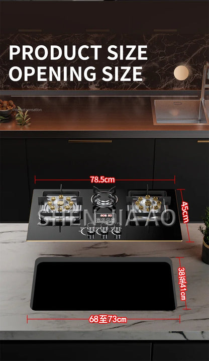 7.2KW Gas Stove Household Three Stove Timing Table Embedded Dual-purpose Natural Gas Liquefied Gas Fire Stove